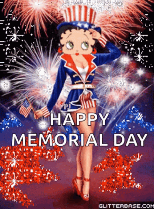 Happy Memorial Day USA Betty Boop Fireworks GIF