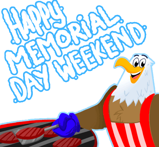 Happy Memorial Day USA Eagle Flipping Burgers GIF