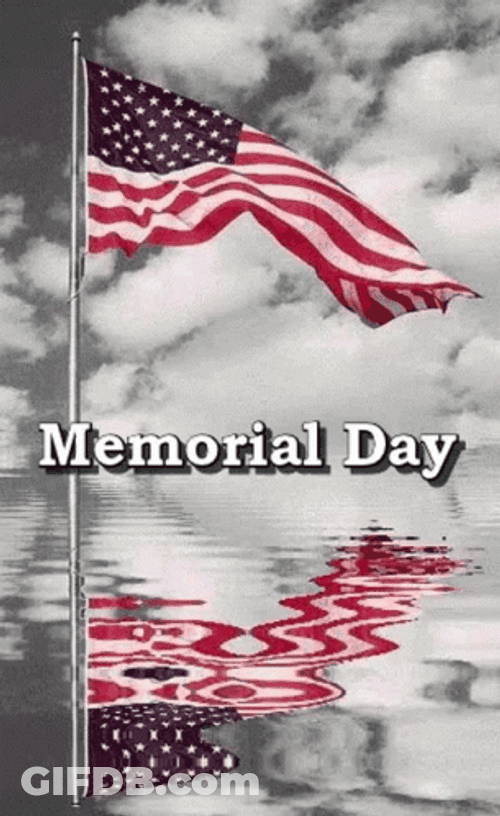 Happy Memorial Day Weekend Flag On Water GIF