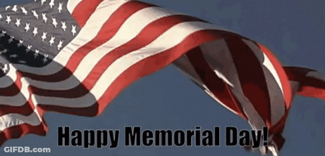 Happy Memorial Day Weekend Flag Waving GIF