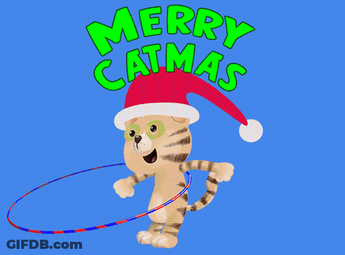 Happy Merry Christmas Cat Cartoon GIF