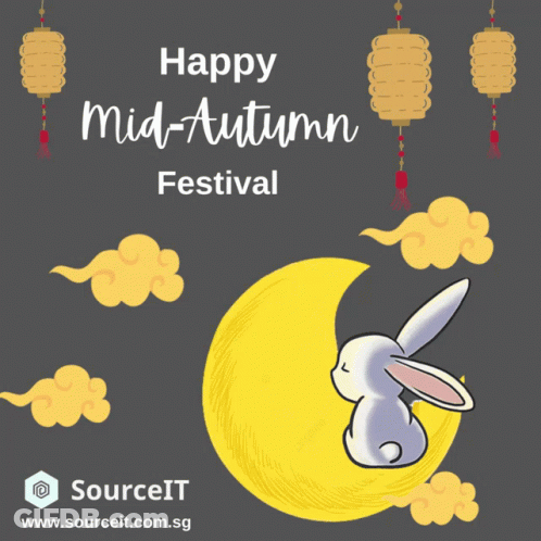 Happy Mid-Autumn Festival Rabbit On Moon GIF