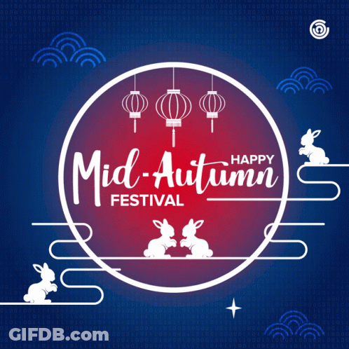 Happy Mid-Autumn Festival Rabbits And Lanterns GIF