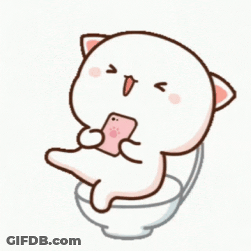 Happy Mochi Peach Cat Using Toilet GIF