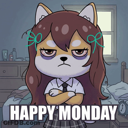 Happy Monday Girl Cartoon GIF