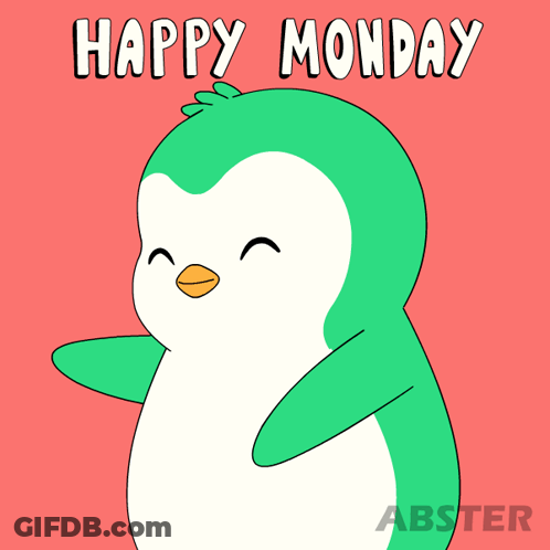Happy Monday Green Penguin GIF