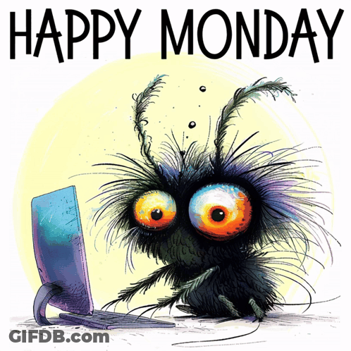 Happy Monday Greeting Card With Bug GIF