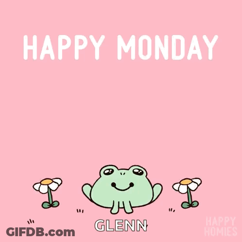 Happy Monday Greeting Frog With Daisies GIF