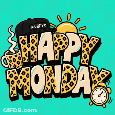Happy Monday Sign With Leopard Print GIF