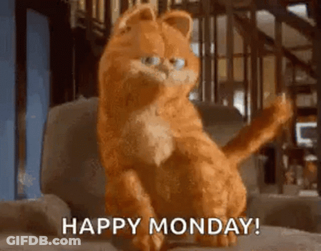 Happy Monday Smiling Garfield Dancing GIF