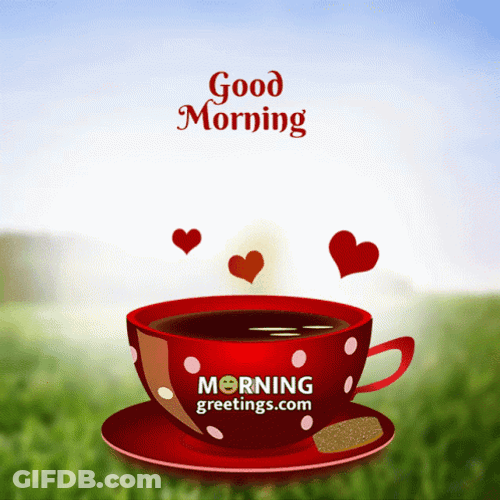 Happy Morning Hearts Popping Out GIF