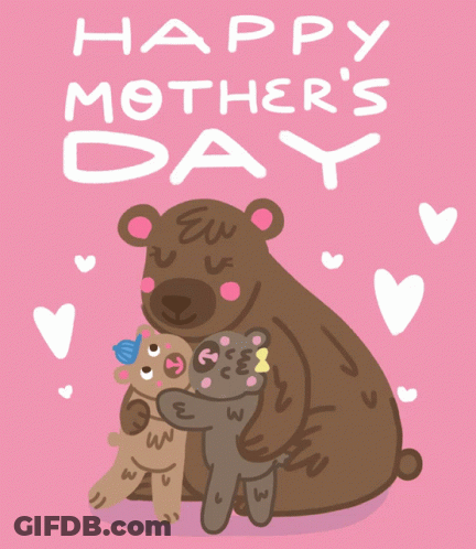 Happy Mother's Day Card With Bears Hugging GIF