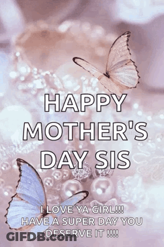 Happy Mother's Day Card With Butterflies And Pearls GIF