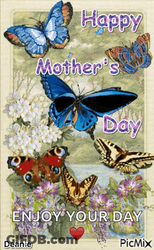 Happy Mother's Day Card With Butterflies GIF