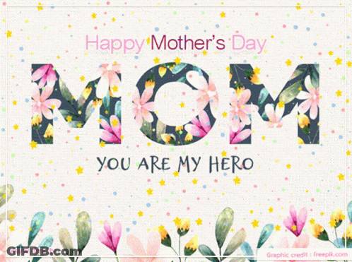 Happy Mother's Day Card With Mom Made Of Flowers GIF
