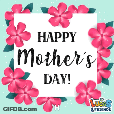Happy Mother's Day Card With Pink Flowers GIF
