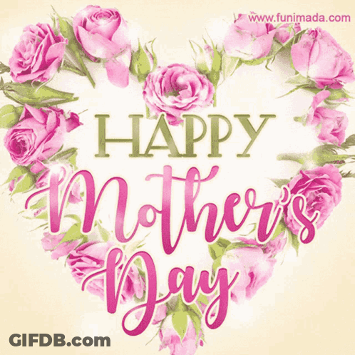Happy Mother's Day Card With Pink Rose Heart GIF
