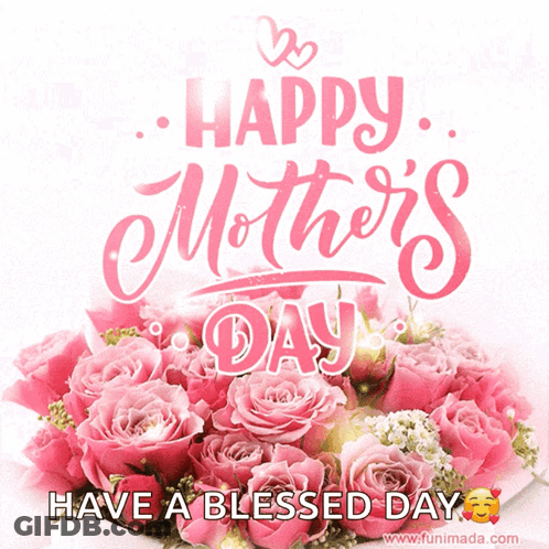 Happy Mother's Day Card With Pink Roses GIF