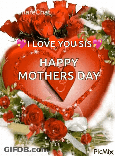 Happy Mother's Day Card With Roses And I Love You Bunches GIF