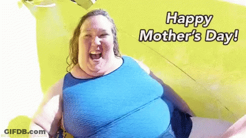 Happy Mother's Day Card With Woman In Blue GIF
