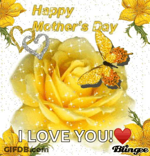 Happy Mother's Day Card With Yellow Flowers GIF
