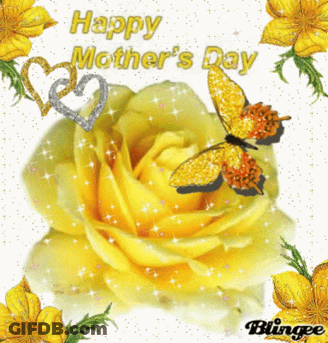 Happy Mother's Day Card With Yellow Rose GIF