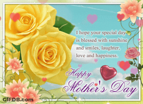 Happy Mother's Day Card With Yellow Roses GIF