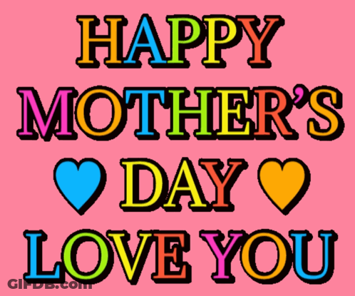 Happy Mother's Day Colorful Text Pink Background GIF