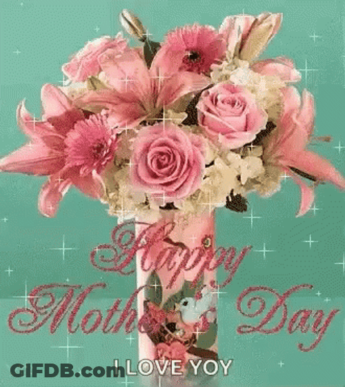 Happy Mother's Day Friend Flower Vase Art GIF