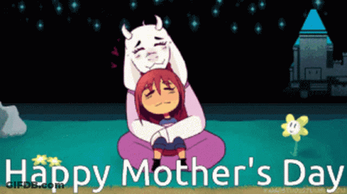 Happy Mother's Day Greeting Card Cartoon Hugging Child GIF