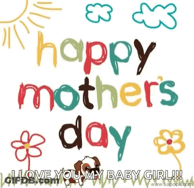 Happy Mother's Day Greeting Card With Flowers And Dog GIF