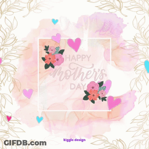 Happy Mother's Day Greeting Card With Hearts GIF