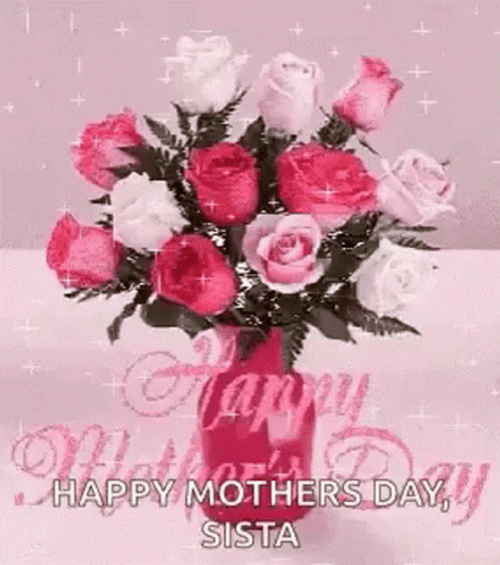 Happy Mother's Day Sister Bouquet Of Roses GIF