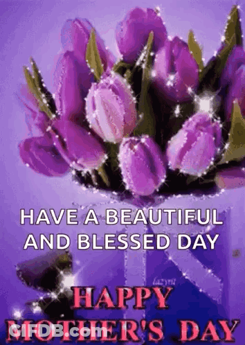 Happy Mother's Day With Purple Flowers GIF