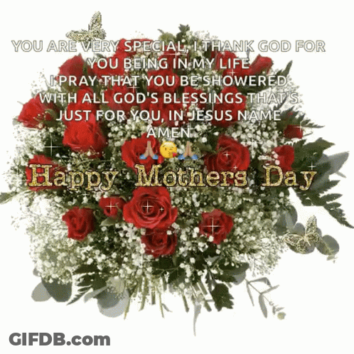 Happy Mothers Day Bouquet Of Red Roses GIF