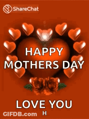 Happy Mothers Day Card With Heart Roses GIF