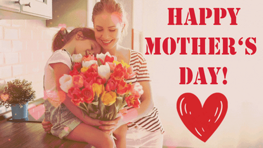 Happy Mothers Day Daughter Embracing Mama GIF