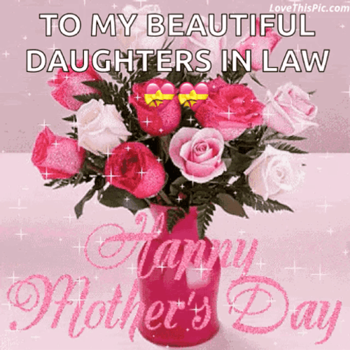 Happy Mothers Day Daughter In Law Flower Vase GIF