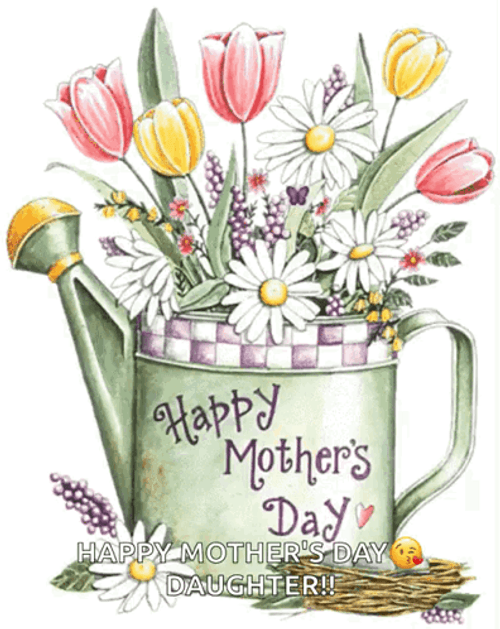 Happy Mothers Day Daughter In Law Watering Pot GIF