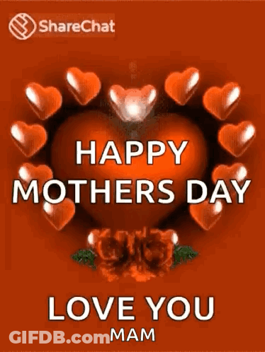 Happy Mothers Day Greeting Card With Hearts GIF