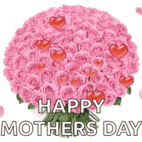 Happy Mothers Day Pink Roses Bouquet GIF