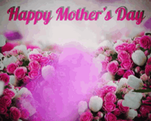Happy Mothers Day Pink Roses Confetti GIF