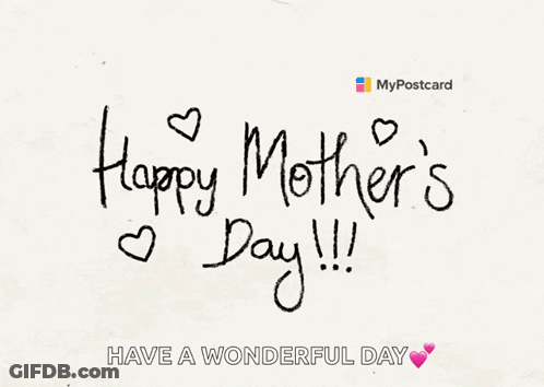 Happy Mothers Day Postcard With Hearts GIF