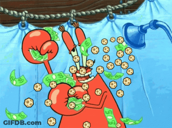 Happy Mr Krabs Money Shower GIF