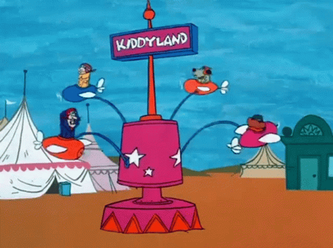 Happy Muttley Riding Carnival Ride GIF