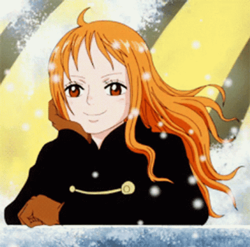 Happy Nami One Piece Snowing GIF