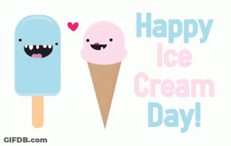 Happy National Ice Cream Day Heart GIF