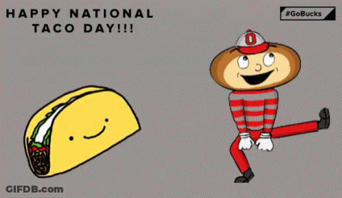 Happy National Taco Day Greeting Card With Taco And Man GIF