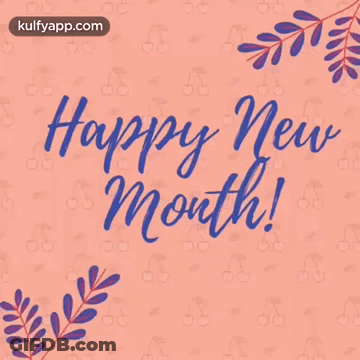 Happy New Month With Blue Leaves GIF