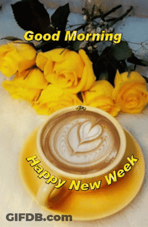 Happy New Week Yellow Roses GIF
